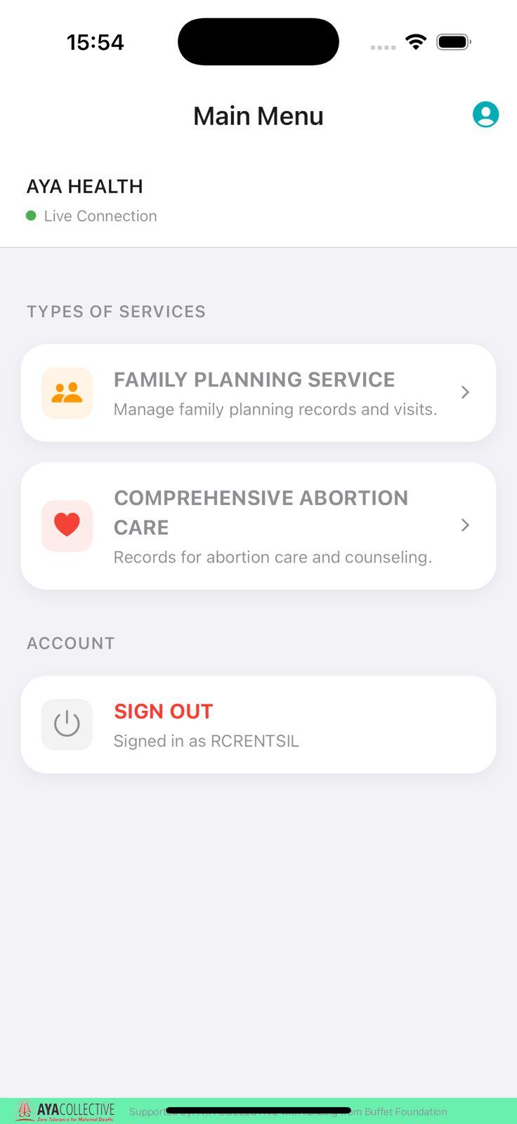 rsLog iOS main screen